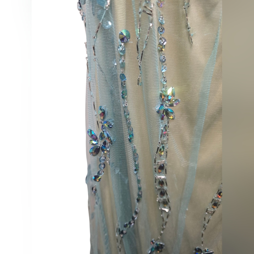 Nina Canacci 8050 Dress Elegant Blue Halter Evening Gown Sz. 4 - Picture 13 of 16